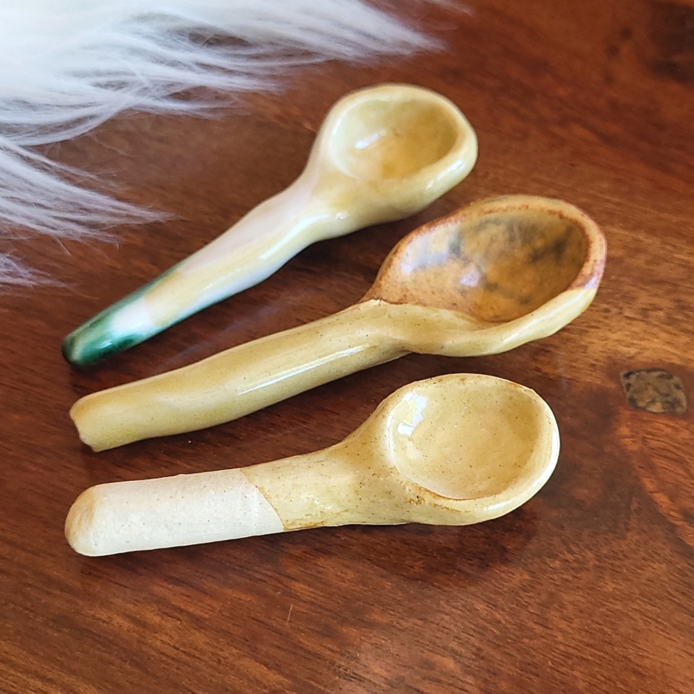 Tiny Ceramic Serving Spoons, Handmade